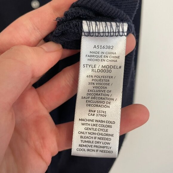 SPLENDID ANTHROPOLOGIE ANTHRO Waffle Mixed Puff Sleeve Top Navy Blue Henley Knit - Picture 10 of 14